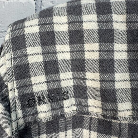 Orvis Women's Long Sleeve Tech Check MarinoWUL+  Flannel Shirt, Dark Grey Color - Picture 9 of 12